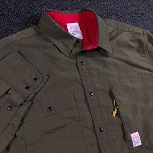 Topo Designs Breaker Shirt Jacket Snap Shacket 4-Way Stretch Olive Green Mens L